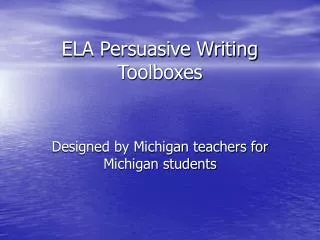 ELA Persuasive Writing Toolboxes