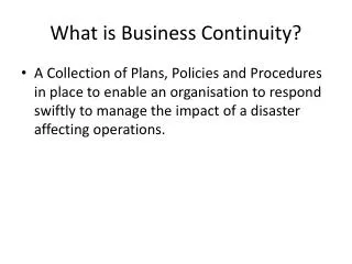 What is Business Continuity?