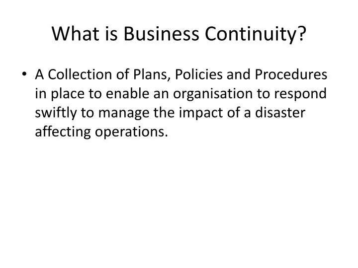 what is business continuity