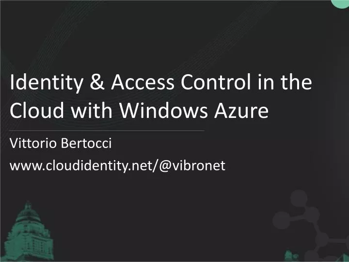 identity access control in the cloud with windows azure