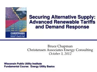 Securing Alternative Supply: Advanced Renewable Tariffs and Demand Response