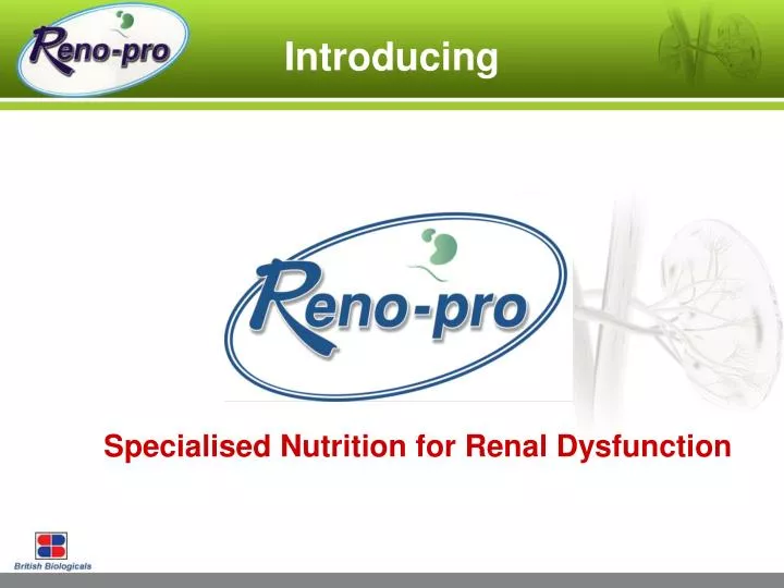 specialised nutrition for renal dysfunction