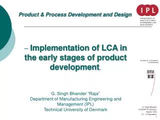 Product &amp; Process Development and Design