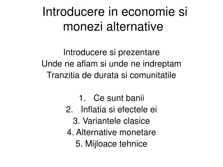 introducere in economie si monezi alternative