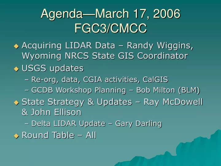 agenda march 17 2006 fgc3 cmcc