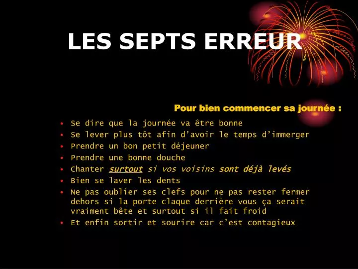 les septs erreur