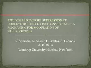 S. Seshadri, K. Anwar, E. Belilos, S. Carsons, A. B. Reiss Winthrop University Hospital, New York