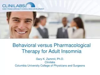 Behavioral versus Pharmacological Therapy for Adult Insomnia