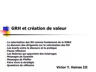 grh et cr ation de valeur