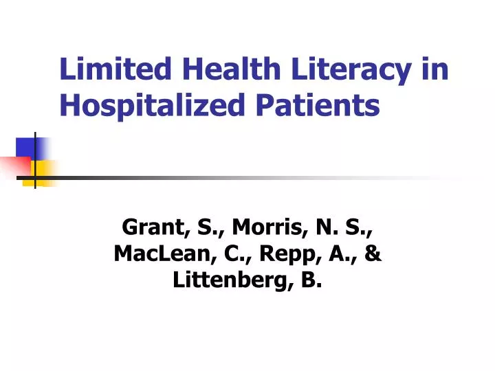 limited health literacy in hospitalized patients
