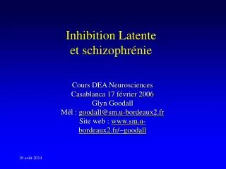 inhibition latente et schizophr nie