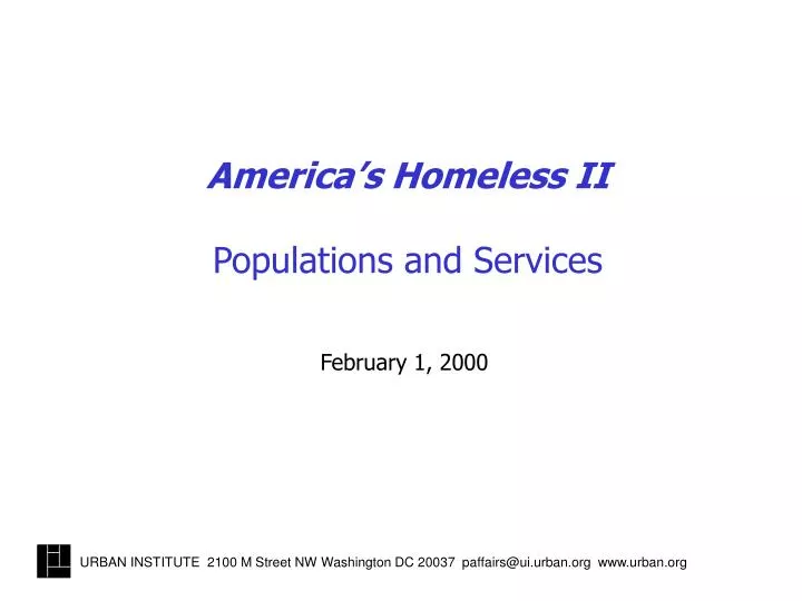 america s homeless ii populations and services