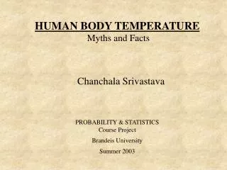 HUMAN BODY TEMPERATURE Myths and Facts