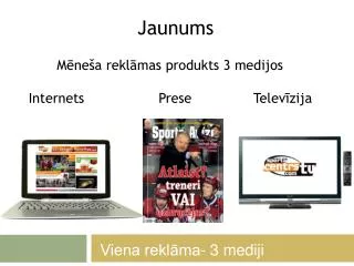 Mēneša reklāmas produkts 3 medijos Internets Prese Televīzija