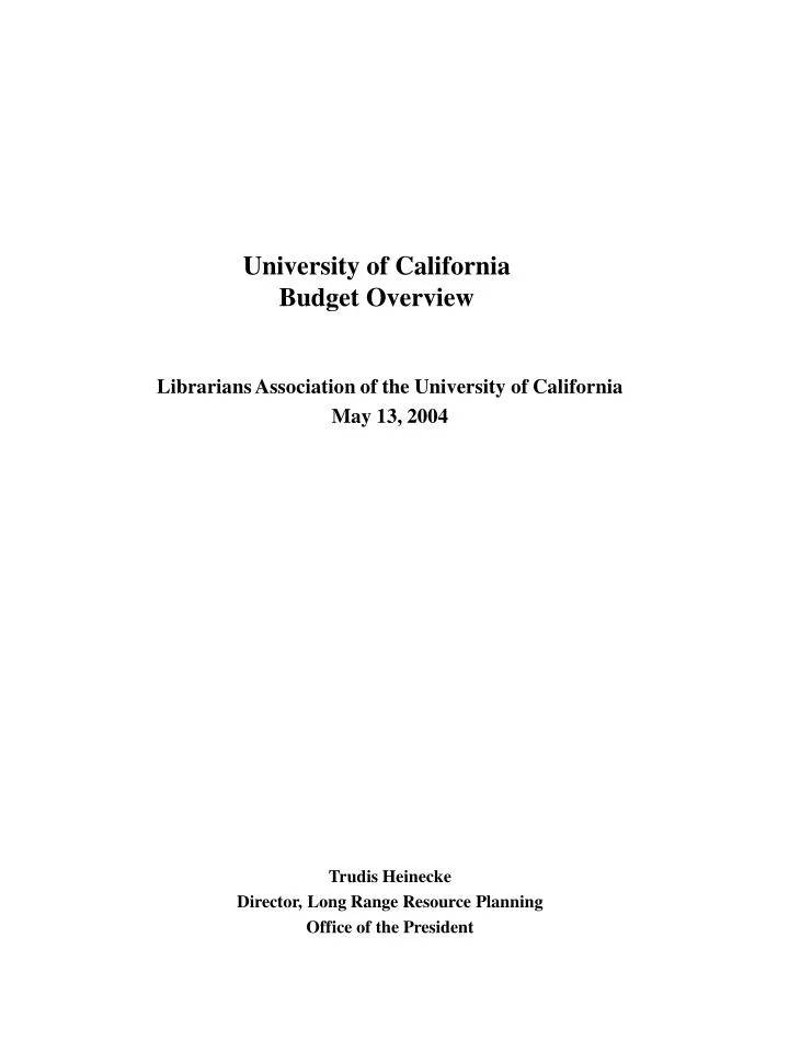 university of california budget overview