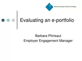 Evaluating an e-portfolio