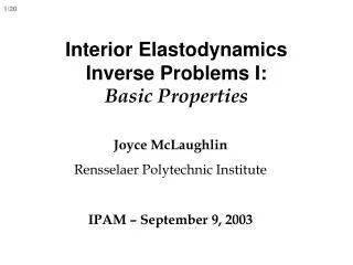 Interior Elastodynamics Inverse Problems I: Basic Properties