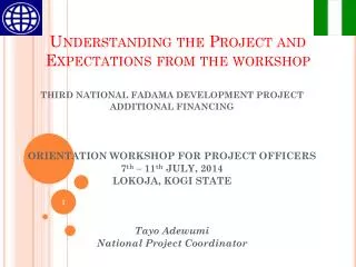 Understanding the Project and Expectations from the workshop