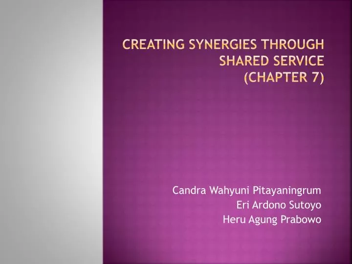 creating synergies through shared service chapter 7