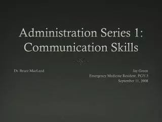 Administration Series 1: Communication Skills