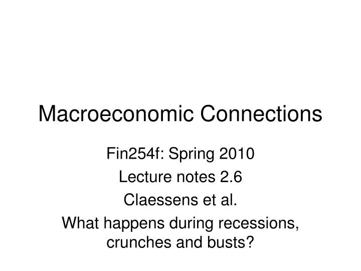macroeconomic connections