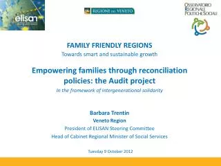 FAMILY FRIENDLY REGIONS Towards smart and sustainable growth