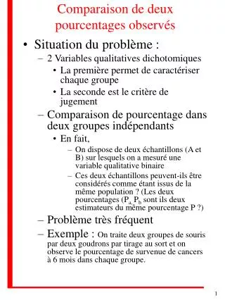 comparaison de deux pourcentages observ s