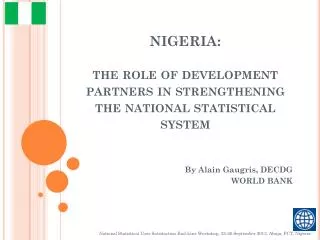 NIGERIA: t he role of development partners in strengthening the national statistical system