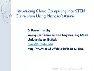 Introducing Cloud Computing into STEM Curriculum Using Microsoft Azure