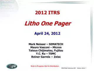 2012 ITRS Litho One Pager April 24, 2012