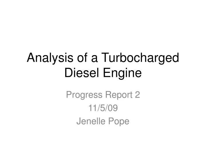 analysis of a turbocharged diesel engine