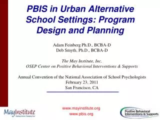 PBIS in Urban Alternative School Settings: Program Design and Planning
