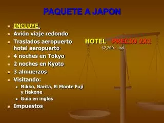 paquete a japon