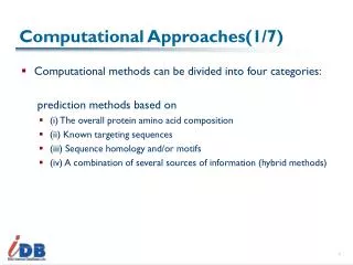 Computational Approaches(1/7)