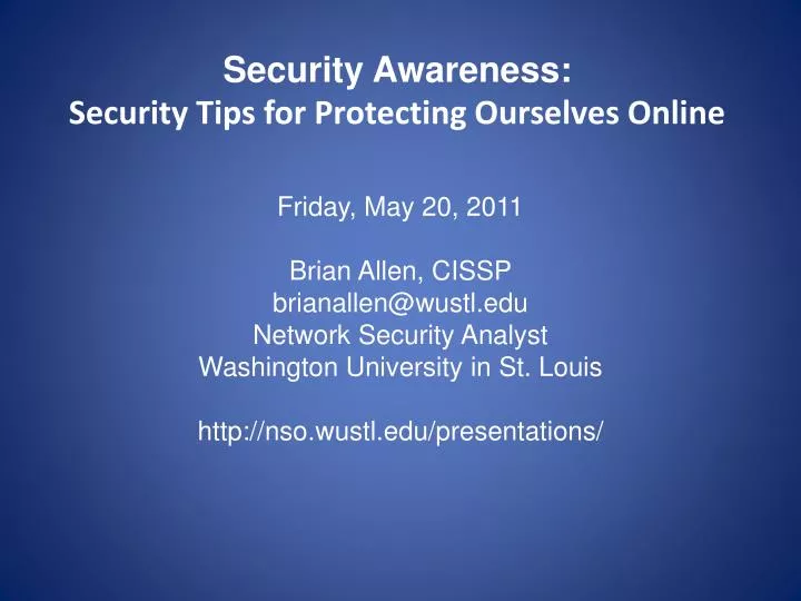 security awareness security tips for protecting ourselves online