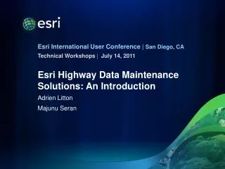 Esri Highway Data Maintenance Solutions: An Introduction