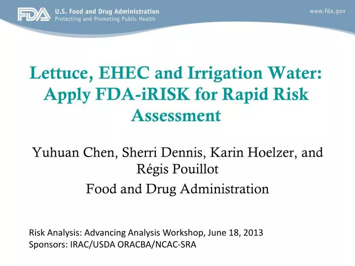 lettuce ehec and irrigation water apply fda irisk for rapid risk assessment