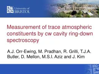 Measurement of trace atmospheric constituents by cw cavity ring-down spectroscopy