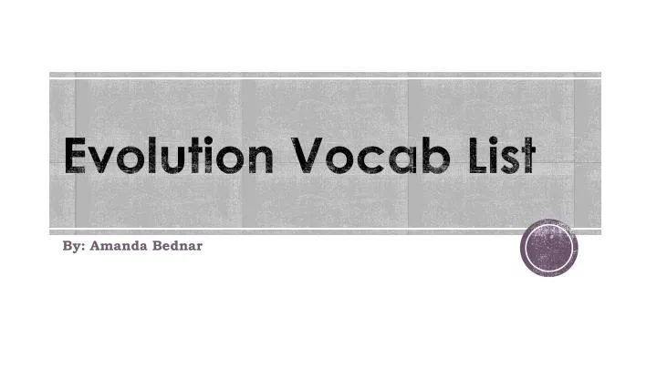 evolution vocab list