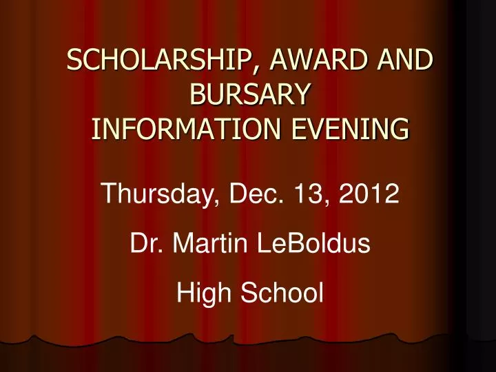 scholarship award and bursary information evening