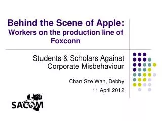 Behind the Scene of Apple: Workers on the production line of Foxconn