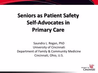 Seniors as Patient Safety Self-Advocates in Primary Care