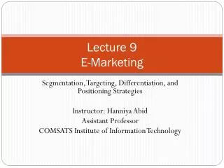 Lecture 9 E-Marketing