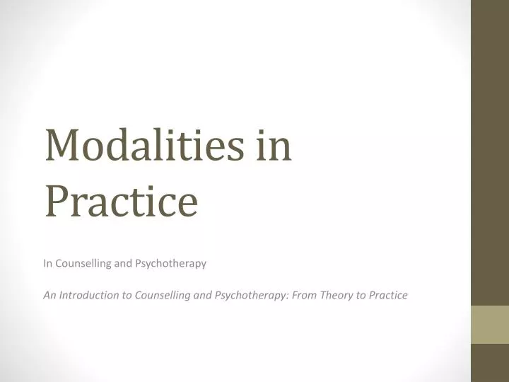 modalities in practice