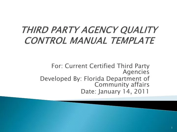 third party agency quality control manual template