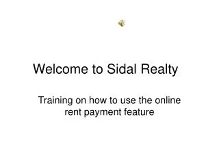 Welcome to Sidal Realty