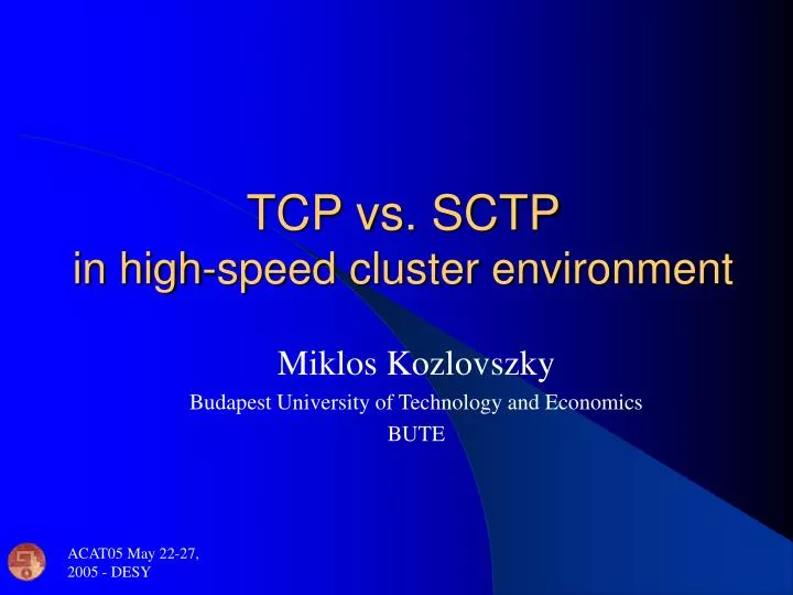 tcp vs sctp in high speed cluster environment