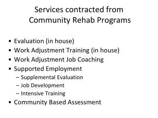 Services contracted from Community Rehab Programs