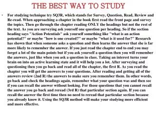 THE BEST WAY TO STUDY