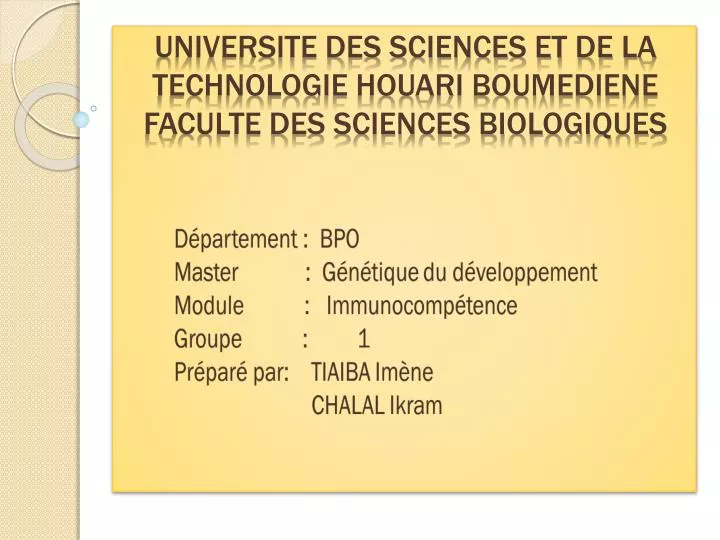 universite des sciences et de la technologie houari boumediene faculte des sciences biologiques